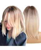 WOKESTAR Blonde & Dark Roots Bob Style Wig for Women - Heat Resistant Synthetic Hair - Buy Online on SooperMarket.com