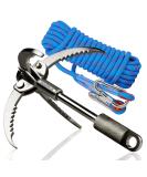 QUADPALM Grappling Hook and Rope 10M (32ft) - Multifunctional Heavy Duty Survival Gear - Stainless Steel Folding Claws - Blue - Buy Online on SooperMarket.com