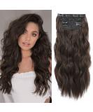 Natural Brown Curly Wavy Clip in Hair Extensions - 4PCS, 20 Inch Full Head Synthetic Hairpieces - Buy Online on SooperMarket.com