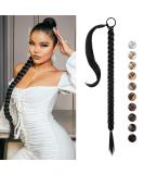 REECHO DIY Braid Ponytail Extension | Long Straight Wrap Around Synthetic Hairpiece - Black 34 Inch - Buy Online on SooperMarket.com