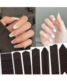 6 Pcs French Manicure Edge Stickers - Wavy Line 3D Self-Adhesive Nail Art Templates for DIY Designer Nails - V-Shaped Stencils and Fringe Decals - Buy Online on SooperMarket.com