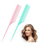 2-Pack Carbon Fiber Rat Tail Teasing Combs - Anti-Static, Heat Resistant for Volume & Styling (Pink & Green) - Buy Online on SooperMarket.com