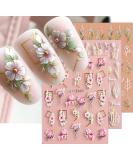 3D Embossed Flower Leaves Nail Art Stickers Decals 4 Sheets 5D Self-Adhesive Pegatinas U as Summer Nail Supplies Nail Art Design Decoration Accessories - Buy Online on SooperMarket.com
