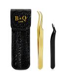 Eyelash Applicator - Rust-Free Eyelash Tweezers for Easy Application | Golden Eyelash Pliers with Brush - 1 PC for Artificial Eyelashes - Buy Online on SooperMarket.com