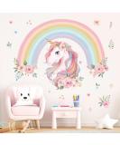 wondever Large Rainbow Wall Decals Unicorn Flower Peel and Stick Wall Art Stickers for Girls Bedroom Kids Room Baby Nursery - Buy Online on SooperMarket.com