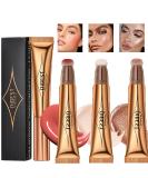 Gireatick Liquid Beauty Wand Set: Matte Cheek Blusher, Contour Highlighter, Bronzer Stick with Cushion Applicator - Long Lasting, Natural Shimmer, Silky Cream Makeup - Buy Online on SooperMarket.com