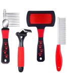 4-Piece Pet Grooming Set: Dematting Comb, Slicker Brush, Steel Comb - Dog & Cat Grooming Tools - Buy Online on SooperMarket.com