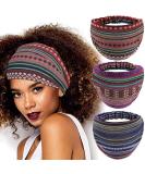 Cakure Boho Wide Headbands Set - Pack of 3 for Women and Girls | African Head Wraps, No Slip, Elastic Sweat Bands for Yoga Workout - Buy Online on SooperMarket.com