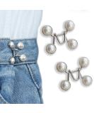 Qkari Jean Button Pins, Adjustable Jean Button, Detachable Jean Button Pin, No Sewing Required, Perfect Fit Instant Jean Button(White Pearl) - Buy Online on SooperMarket.com