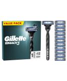Gillette Mach3 Men's Razor + 12 Razor Blade Refills - Smooth Shave with 3 Blades - Buy Online on SooperMarket.com