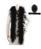 Black Ostrich Feather Boa - 2 Yards, 3-Ply Long Boa for Parties, DIY Projects & Clothing Decoration - Buy Online on SooperMarket.com