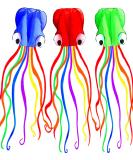 Hengda Kite Pack: 3 Colors Easy Flyer Octopus Kite for Kids - Large 31 Wide with Long Tail - Beach or Park Fun - Red, Green, Blue - Buy Online on SooperMarket.com
