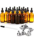 Dark Amber Dropper Bottles with 6 Small Funnels & 1 Long Glass Labels - 60ml Tincture Eye Droppers for Essential Oils Perfume Hair / Body Liquids 2 oz 24 Pcs - Buy Online on SooperMarket.com