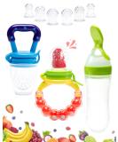 Gedebey Baby Fruit Pacifier Feeder - 3 Pack | Silicone Teethers & Feeding Spoon Set for Infants | Colorful Baby Food Forage Feeder - Buy Online on SooperMarket.com