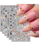 Halloween Nail Art Stickers - 6PCS Self-Adhesive Cute Decals | Bat Pumpkin Spider & Ghost Designs for Women & Girls - DIY Decoration Supplies - Buy Online on SooperMarket.com