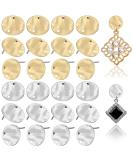 50 Pieces Flat Round Ear Studs Earring Posts with Loop Hole Coin Jewelry 13.0 mm Gold Plated Disc Charms Earring for DIY Earrings Craft Making Supplies for Women Girls White K  KC Gold - Buy Online on SooperMarket.com