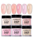 AZUREBEAUTY Dip Powder Set 6 Pcs Translucent Nude Pink Sheer Color, Natural Clear Dipping Powder Milky Jelly Effect French Nail Art Starter Manicure Salon DIY at Home 2-Translucent Series - Buy Online on SooperMarket.com