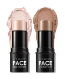 Contouring Stick Set - 2 PCs Cream Bronzer & Highlighter | Long-lasting Makeup for Face & Neck (Light Medium) - Buy Online on SooperMarket.com