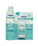 Coppertone Pure & Simple Kids Sunscreen SPF 50 Multi Pack - Zinc Oxide Mineral Sunscreen Spray & Stick for Face - 5oz + 0.49oz - Buy Online on SooperMarket.com