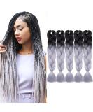 Tess Braids Extensions 60 cm - 5 Pack Jumbo Kanecalon Ombre Hair Extensions for Box Braids (#28 Gray/Raven Black) - Buy Online on SooperMarket.com