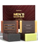 4 pieces of natural men's soap handmade peeling soap deep cleaning refreshing moisturizing soap for body and face-sandalwood amber mint charcoal turmeric - Buy Online on SooperMarket.com