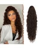 FESHFEN Long Curly Wavy Drawstring Ponytail Extensions Clip in Wavy Synthetic Hairpieces Dark Brown Drawstring Ponytail Curly Hair Piece Pony Tail Extension for Women 26 inch 26 Inch Dark Brown - Buy Online on SooperMarket.com