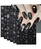 JMEOWIO Self-Adhesive Silver Nail Art Stickers - Moon, Star, Sun Design - 8 Sheets - Buy Online on SooperMarket.com