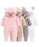 Newborn Baby Cartoon Bear Snowsuit Winter Coat Fleece Hooded Romper Jumpsuit 0-3 Months - Pink - Buy Online on SooperMarket.com