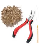 Vlasy Hair Extensions Tools Kit - Professional Pliers Set with Loop Threader, 200PCS Silicone Beads - Light Brown - Buy Online on SooperMarket.com