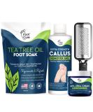 Foot Cure Exfoliator & Callus Remover Pedicure Set - Includes Foot File, Tea Tree Oil Soak, Urea Cream, USA Made - Buy Online on SooperMarket.com