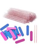 200PCS Pink Nail Care Set: Cuticle Pushers, Manicure Sticks, Mini Nail Files - Double Sided Nail Buffer for Fingernail Cleaning - Buy Online on SooperMarket.com