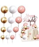 43 Piece Tortendeko Foam Balls Set - Rose Gold White & Gold Cupcake Toppers for Birthdays Weddings & Baby Showers - Buy Online on SooperMarket.com