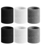 BEACE Sweatbands Sports Wristband for Men & Women - Moisture Wicking Athletic Cotton Terry Cloth Sweatband for Tennis, Basketball, Running, Gym, Working Out Black/White/Gray - Buy Online on SooperMarket.com