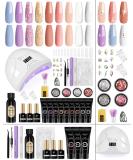 Phoenixy Poly Nail Gel Kit - 9 Colors Poly Nail Extension Gel with 48W LED UV Lamp | Extension Starter Kit Gift for Women - Buy Online on SooperMarket.com