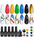 Beetles Gel Nail Polish Set 7 Vibrant Colors & Golden Chrome - Soak Off UV Gel with Double-Ended Brush - Perfect for Stunning Nails 2024 - Buy Online on SooperMarket.com