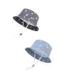 LANGZHEN Beach Sun Protection Hat for Baby Girls | Adjustable Wide Brim Kids Summer Play Hat with Chin Strap | Double Stars Design | 2-4 Years - Buy Online on SooperMarket.com