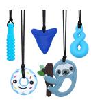 Sensory Chew Necklace for Kids Boys Girls Silicone Chew Toys for Kids with ADHD Autism Anxiety Chewy Necklace Sensory Reduce Adults Children Chewing Fidgeting 5 Pack Blue - Buy Online on SooperMarket.com