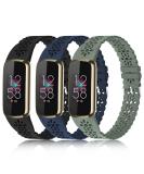 3 Pack Slim Lace Sport Bands for Fitbit Luxe - Soft Silicone Hollow-Out Replacement Wristbands for Women - Breathable and Stylish - Fits 5.6-7.1 Wrists - E-BlackDeep BlueGreen - Buy Online on SooperMarket.com