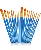 JOINREY 20 Pcs Round Pointed Tip Nylon Hair Artist Paint Brushes Set for Acrylic, Oil, Watercolor - Blue - Buy Online on SooperMarket.com