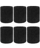 H&S Absorbent Wrist Sweatbands for Athletic Men and Women - 6 Pcs Tennis Wrist Sweat Bands for Gym & Running - Black Moisture-Wicking Wristbands for Exercise - Buy Online on SooperMarket.com