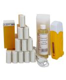 EpilWax Complete Hair Removal Waxing Kit - with 12 Honey Wax Roll-on Cartridges Roll On Wax Heater 100 Strips and Waxing Oil Honey 1 count (Pack of 1) - Buy Online on SooperMarket.com
