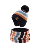 XIAOHAWANG Knitted Baby Hat Winter Warm Boys Girls Beanie Fleece Lining Toddler Kids Hat with Pompom 2-4 Years Navy Striped Hat+Scarf - Buy Online on SooperMarket.com