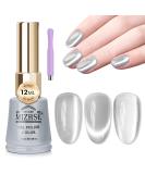 MIZHSE Cat Eye Gel Nail Polish 12mL - Silver Moonlight Glitter UV LED Soak Off for Nail Art & DIY Manicure - Buy Online on SooperMarket.com