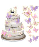 60Pcs Butterfly Cupcake Topper Pink Purple Gold, Lively 3D Butterflies for Cake Decor Birthday Anniversary Kids Wedding Girl Women Party Wall Food Decorations ,Mixed Size - Buy Online on SooperMarket.com