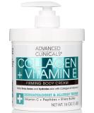 Advanced Clinicals Collagen Cream & Vitamin E Cocoa Butter - Firming Body Lotion & Face Moisturizer for Women | Anti-Aging Skin Treatment | 16 Oz - Buy Online on SooperMarket.com