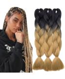 Tess Braids Extensions - 60 cm Jumbo Kanecalon Ombre Hair Braids (3 Pack) #23 Medium Blonde/Black for Stunning Box Braids - Buy Online on SooperMarket.com