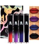 4Pcs Matte Liquid Lipstick Set - Dark Red Purple Blue Black | Long Lasting Waterproof Lip Stain Gift Set for Women - Buy Online on SooperMarket.com