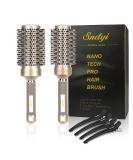 Premium 2-Pack Round Hair Brushes for Blow-Drying | Professional Wild Boar Bristle Round Brushes - 53 & 43mm for Curls & Smoothing | SNDYI - Buy Online on SooperMarket.com