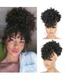 Afro Puff Drawstring Ponytail with Bangs Pineapple Updo Hair for Black Women, Short Kinky Curly Ponytail Bun (1B) 12 Inch 1B - Buy Online on SooperMarket.com