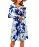 OUGES Womens V-Neck Maternity Nursing Dress with Pockets - XL Long Sleeve Floral Casual Wear - Buy Online on SooperMarket.com
